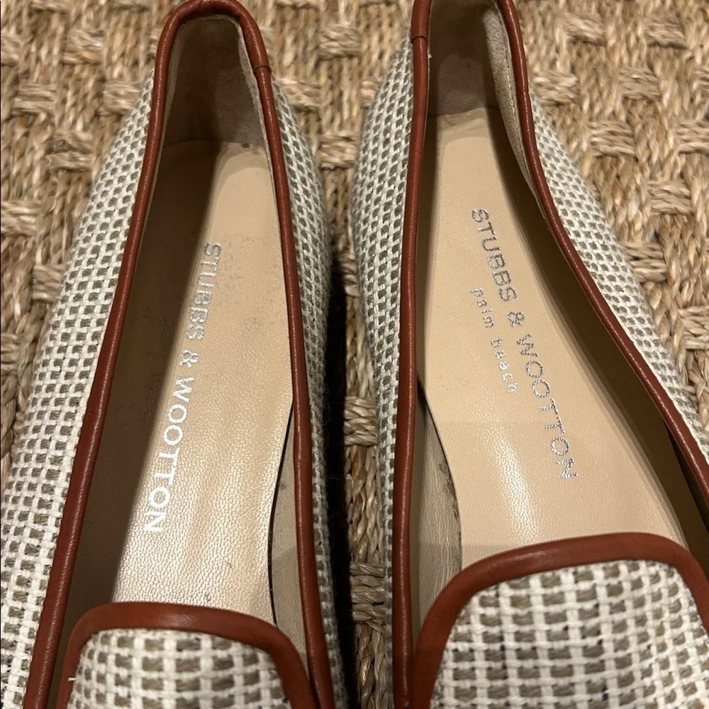 NEW Stubbs & Wootton Woven Cream and Tan flats/loafers - Picture 9 of 9